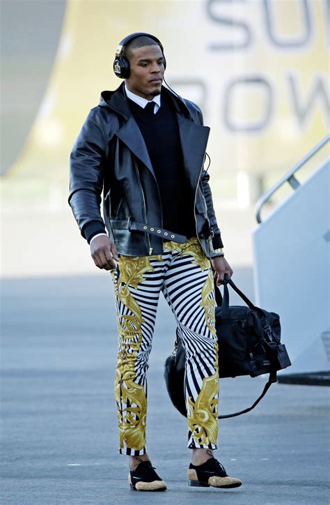 cam newton versace jeans|Cam Newton super bowl 50 dress.